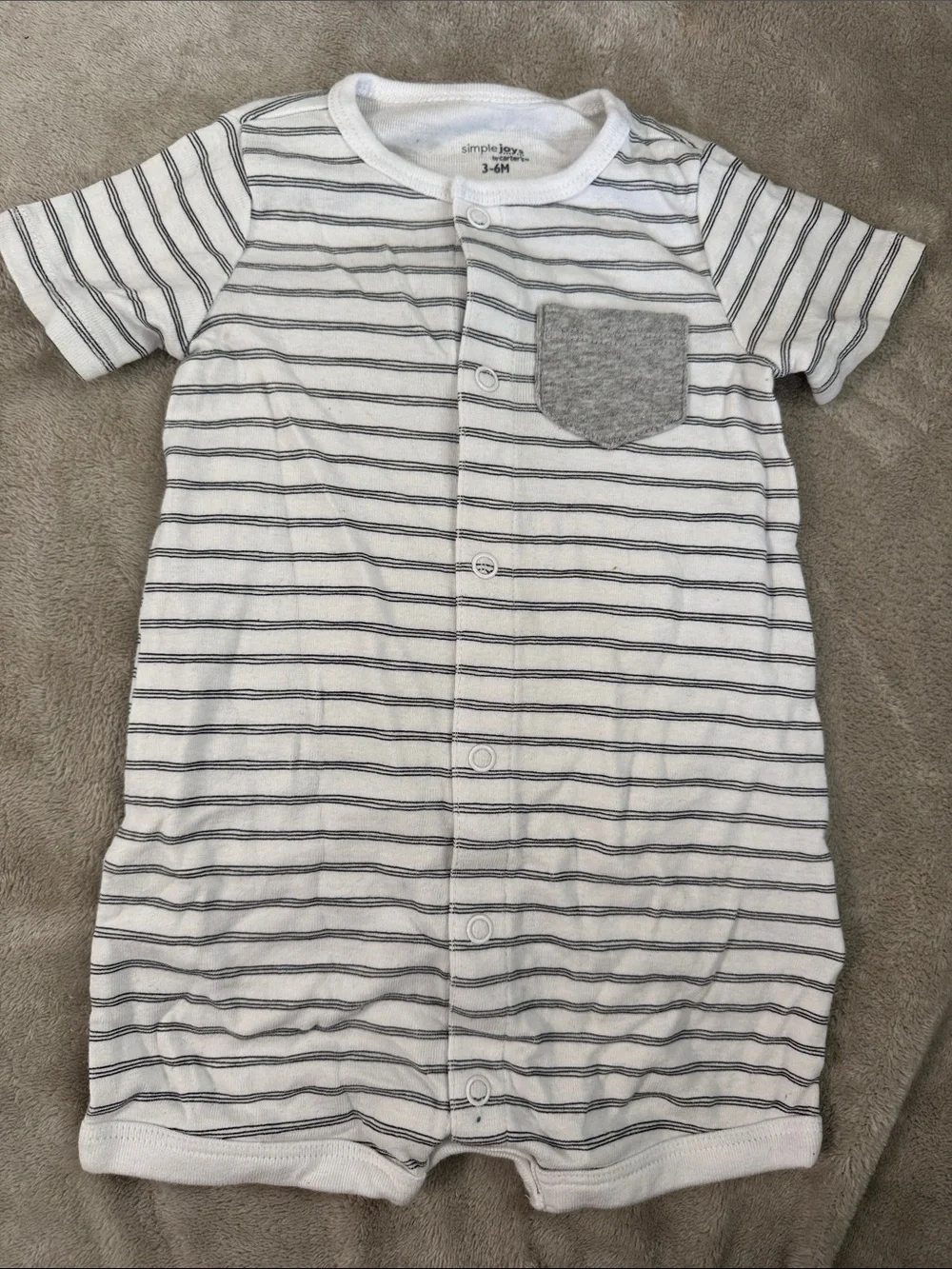 Simple Joys White & Gray Striped Short-Sleeve Sleep Sack